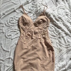 Fashion Nova Tan Floral Mini Dress